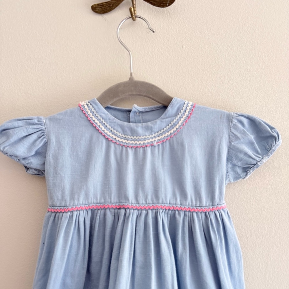 Vintage Blue Baby Summer Dress 12m - Picture 2 of 8